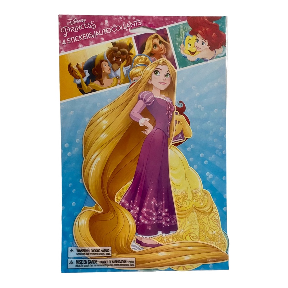 4 Disney Princess Stickers LARGE Rapunzel Belle Little Mermaid Ariel Cinderella